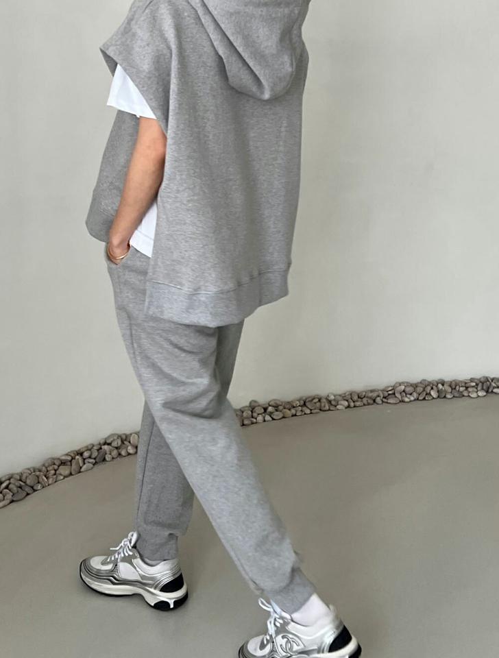 フードベスト&ジョガーパンツSET・p003615 レディース 【pt】セットアップ セット setup トップス ベスト フード フーディ 半袖 ノースリーブ フレンチスリーブ パンツ ロング丈 ジョガーパンツ 春 夏 秋 カジュアル ラフ 韓国ファッション MKT