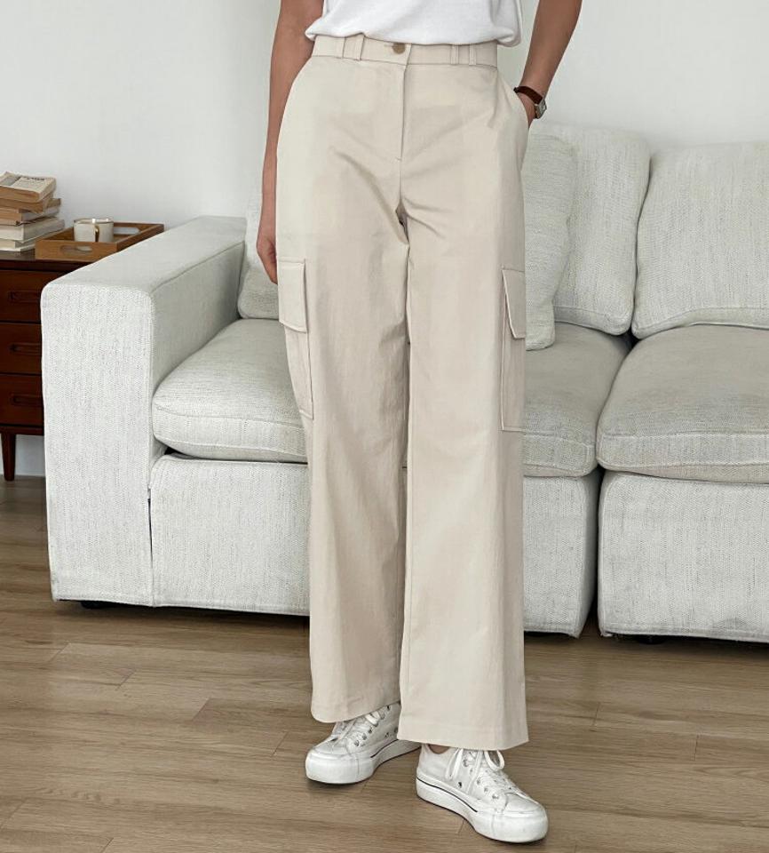 イージーカーゴパンツ・p003383 レディース 【pt】パンツ ロング丈 単色 無地 シンプル ベーシック イージー ラフ ストレート カーゴ ウエストゴム 春 夏 秋 冬 カジュアル ラフ モード 韓国ファッション MKT