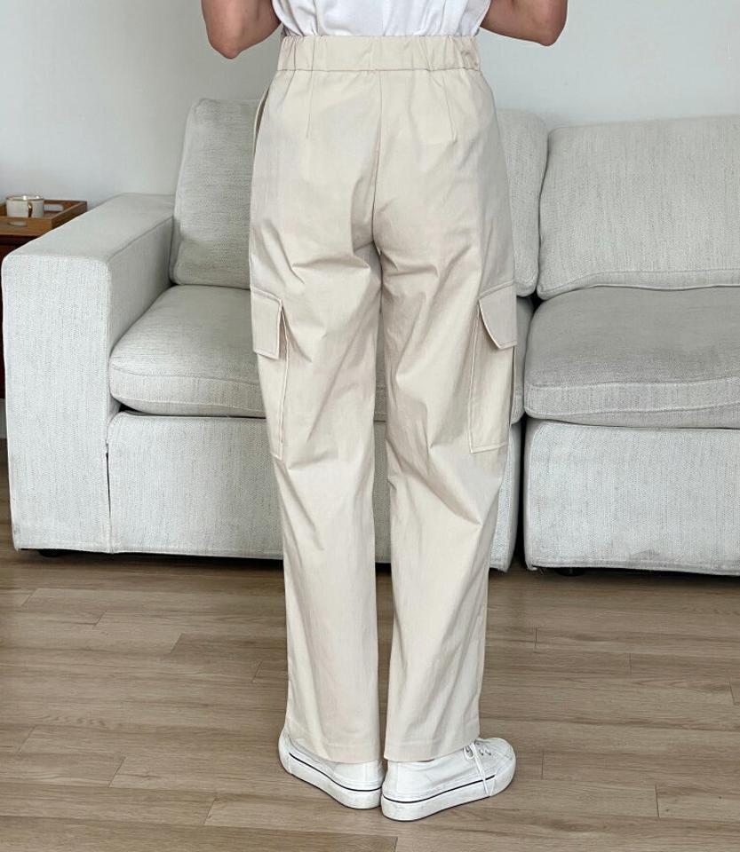 イージーカーゴパンツ・p003383 レディース 【pt】パンツ ロング丈 単色 無地 シンプル ベーシック イージー ラフ ストレート カーゴ ウエストゴム 春 夏 秋 冬 カジュアル ラフ モード 韓国ファッション MKT