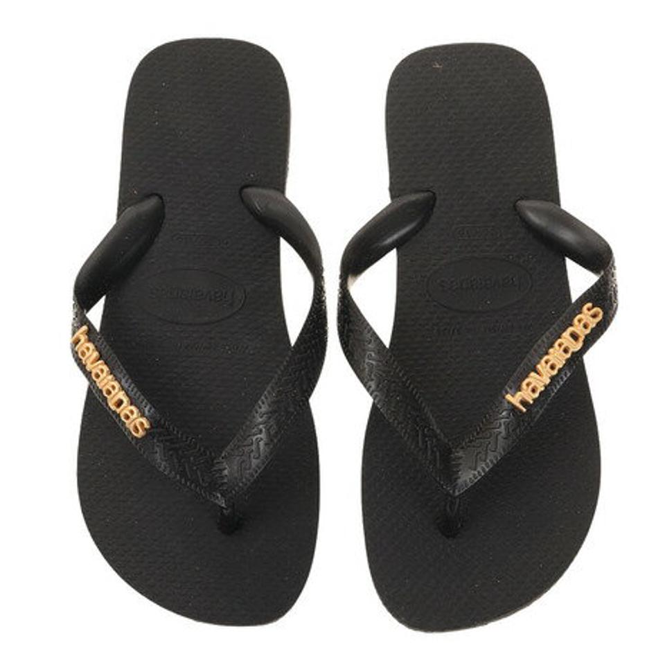 ハワイアナス（HAVAIANAS）（レディース）TOP LOGO METALLIC ビーチサンダル HA3-003 BLK