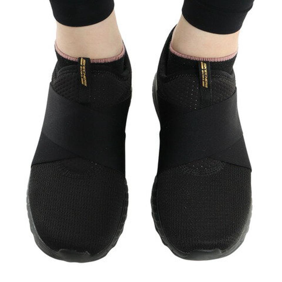 スケッチャーズ（SKECHERS）（レディース）カジュアル シューズ ボブス スクワッド カオス 2 シャイン ブラック 117221-BBK スニーカー タウン 洗濯機洗い可