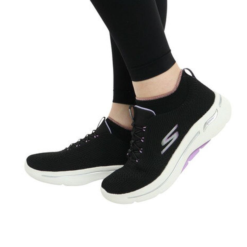 スケッチャーズ（SKECHERS）（レディース）ウォーキングシューズ ゴーウォーク アーチフィット クリスタルウェーブ ブラック 124882-BKLV スニーカー タウン