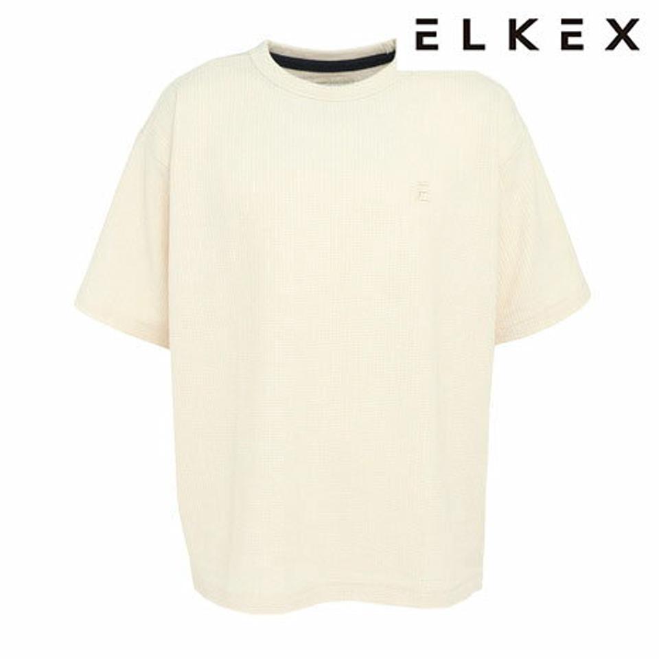 【2点10%OFFクーポン対象！8/10まで】エルケクス（ELKEX）（メンズ）半袖Tシャツ メンズ WAFFLE CREW EKM3S10013 OWHT