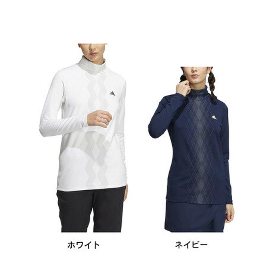 アディダス（ADIDAS）（レディース）ゴルフウェア 保温 ストレッチ COLD. RDY アーガイルプリント 長袖タートルネックシャツ MMR97