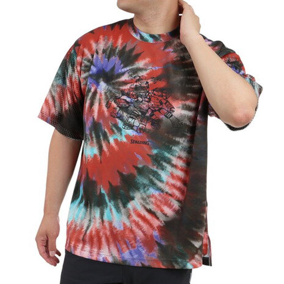 スポルディング（SPALDING）（メンズ）バスケットボールウェア Tシャツ タートルズ スパイラルダイ プリント SMT22146TRD