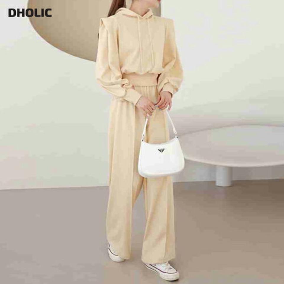 パワショルパーカー&スウェットパンツSET・p003918 レディース 【pt】セットアップ セット setup トップス スウェット トレーナー 長袖 単色 無地 シンプル パーカー フード パンツ ロング丈 単色 無地 ワイド 秋 冬 韓国ファッション MKT