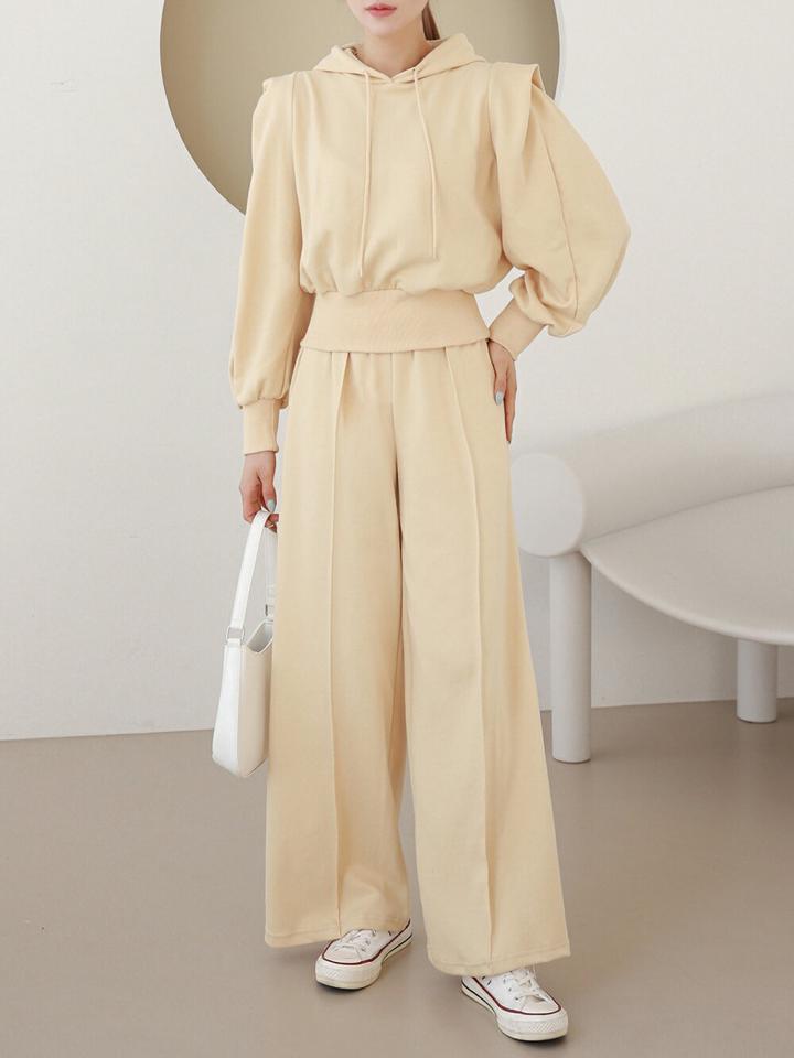 パワショルパーカー&スウェットパンツSET・p003918 レディース 【pt】セットアップ セット setup トップス スウェット トレーナー 長袖 単色 無地 シンプル パーカー フード パンツ ロング丈 単色 無地 ワイド 秋 冬 韓国ファッション MKT