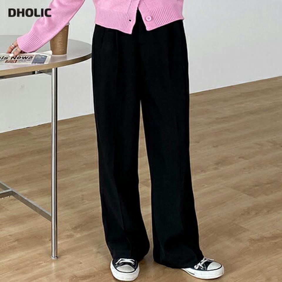 ツータックセンタープレススラックス・t00319 レディース 【pt】 韓国ファッション ボトムス パンツ スラックス ロング丈 フルレングス ハイウエスト ツータック センタープレス ワイド ストレート 無地 シンプル ベーシック 春 夏 カジュアル