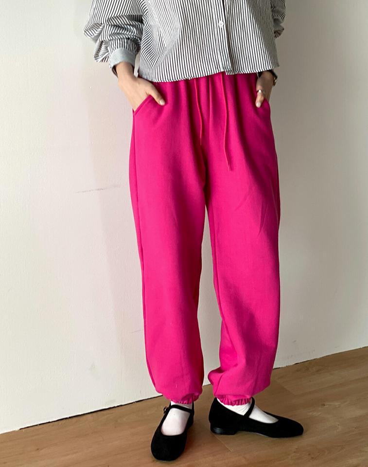 ストリングスウェットジョガーパンツ・t72002 レディース 【pt】 韓国ファッション ボトムス パンツ スウェットパンツ ロング丈 ストリング ウエストゴム ジョガーパンツ ストレート カラフル コットン 無地 大人カジュアル 春 カジュアル