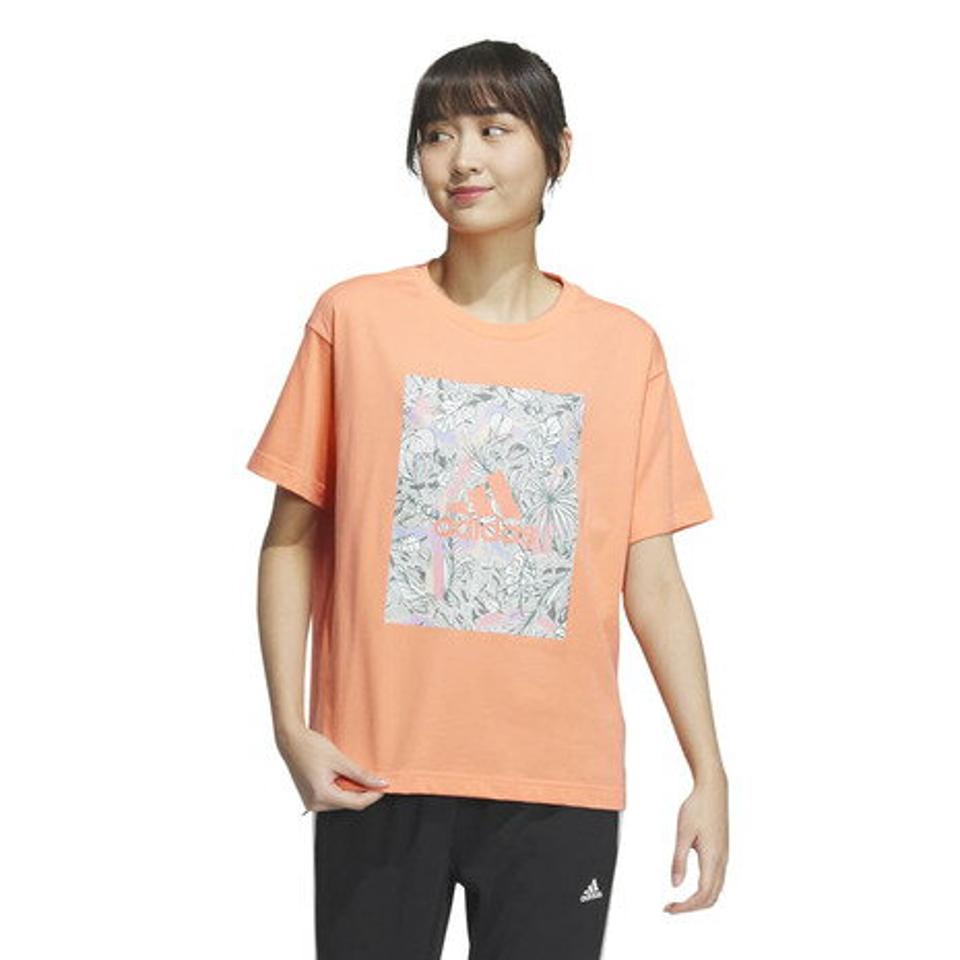 アディダス（adidas）（レディース）半袖Tシャツ レディース ボタニカルグラフィック ルーズフィット IHU94-IK9314