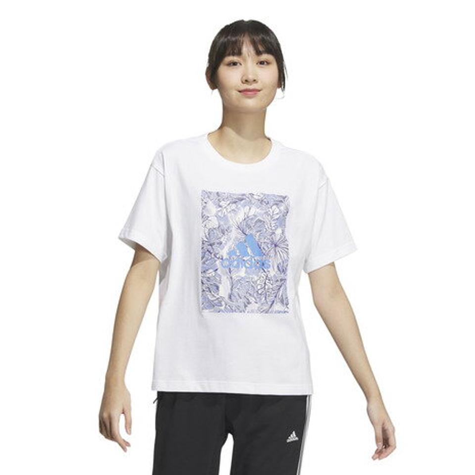 【20%OFFクーポン対象！3/17まで】アディダス（adidas）（レディース）半袖Tシャツ レディース ボタニカルグラフィック ルーズフィット IHU94