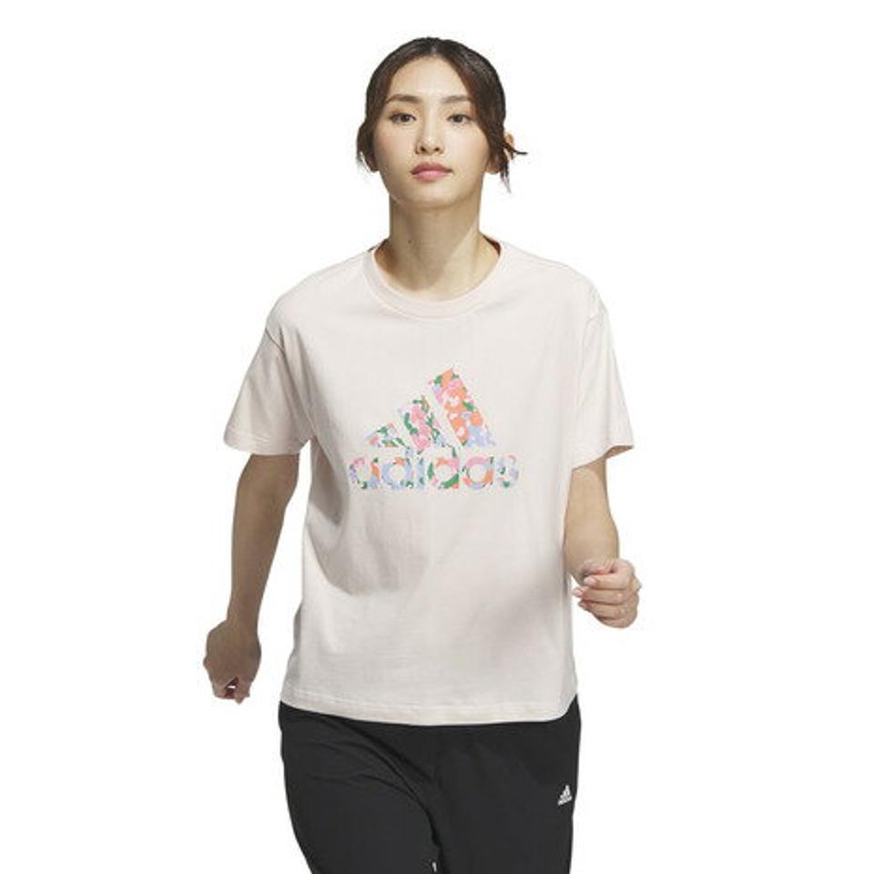アディダス（adidas）（レディース）半袖Tシャツ レディース フラワーグラフィック ルーズフィット IDF63-IK9312