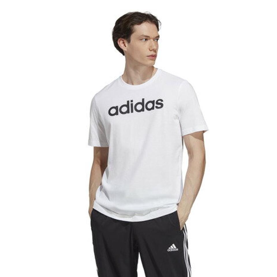 アディダス（adidas）（メンズ）半袖Tシャツ メンズ 白 エッセンシャルズ リニア刺しゅう ロゴ ECQ98-IC9276