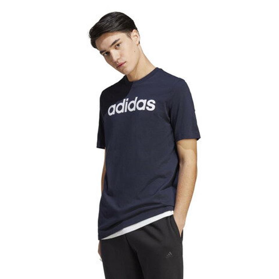 アディダス（adidas）（メンズ）Tシャツ 半袖 メンズ エッセンシャルズ リニア刺しゅう 綿100% ロゴ シンプル ネイビー ECQ98-IC9275