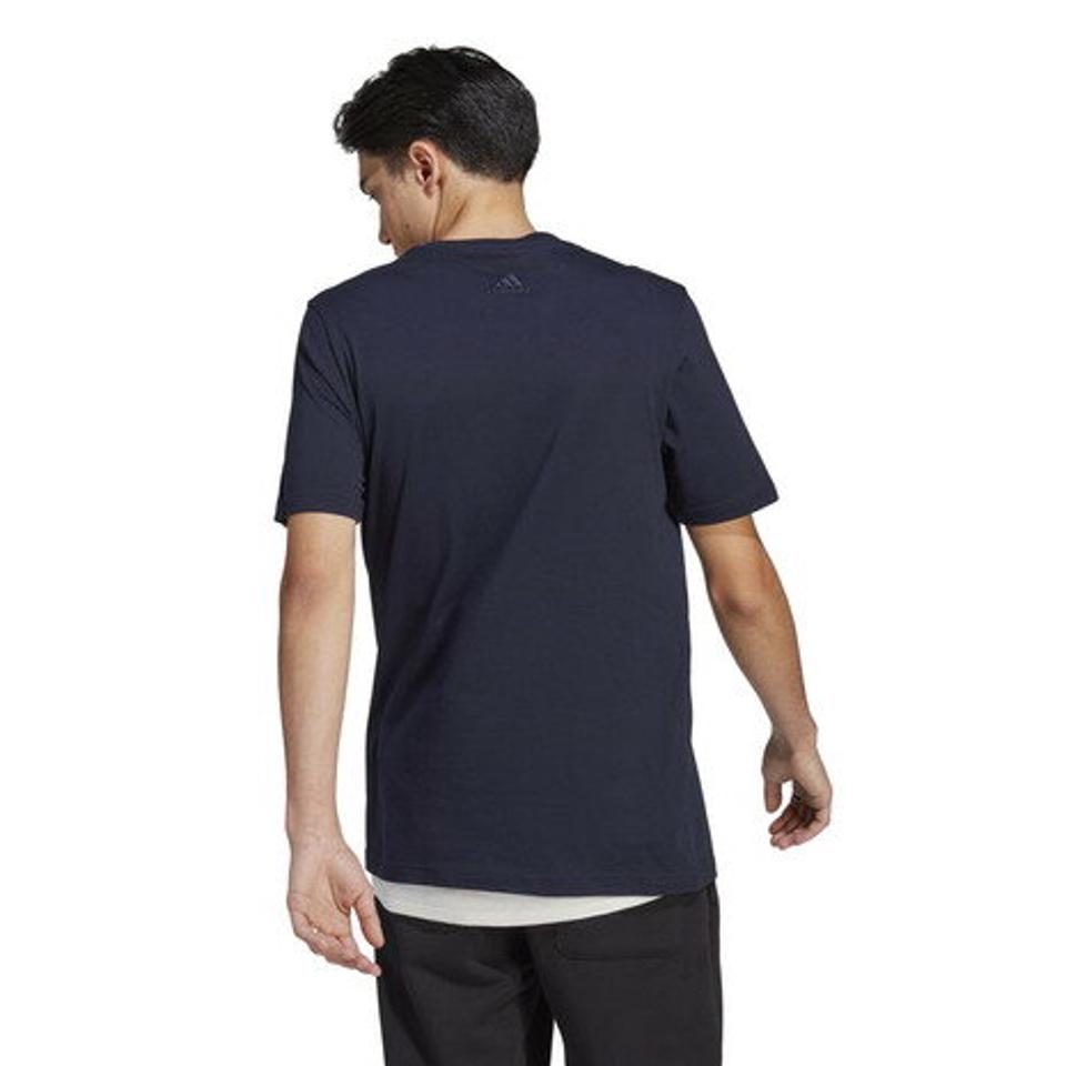 アディダス（adidas）（メンズ）Tシャツ 半袖 メンズ エッセンシャルズ リニア刺しゅう 綿100% ロゴ シンプル ネイビー ECQ98-IC9275