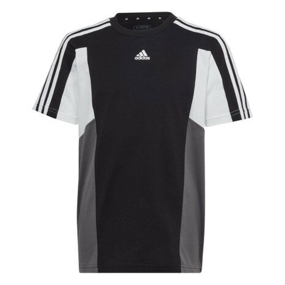 アディダス（adidas）（キッズ）Tシャツ tシャツ 半袖 スリーストライプス レギュラーフィット ECO33-HR6329 綿100% ブラック 黒