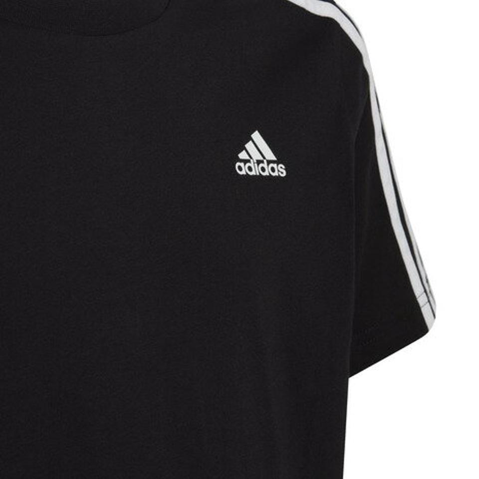アディダス（adidas）（キッズ）Tシャツ tシャツ 半袖 エッセンシャルズ スリーストライプス コットンTシャツ ECN59-HR6330 綿100% ブラック 黒