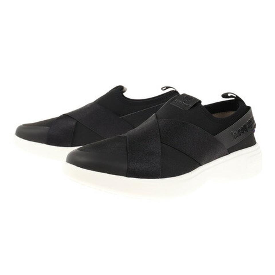 【6/5 24h限定 エントリー＆対象4店舗買い回りで最大P10倍！】ルコック スポルティフ（le coq sportif）（レディース）スニーカー ラ ローヌ DBSP ブラック QL3VJC06BK スポーツ シューズ ダブル ベルト スリッポン 軽量