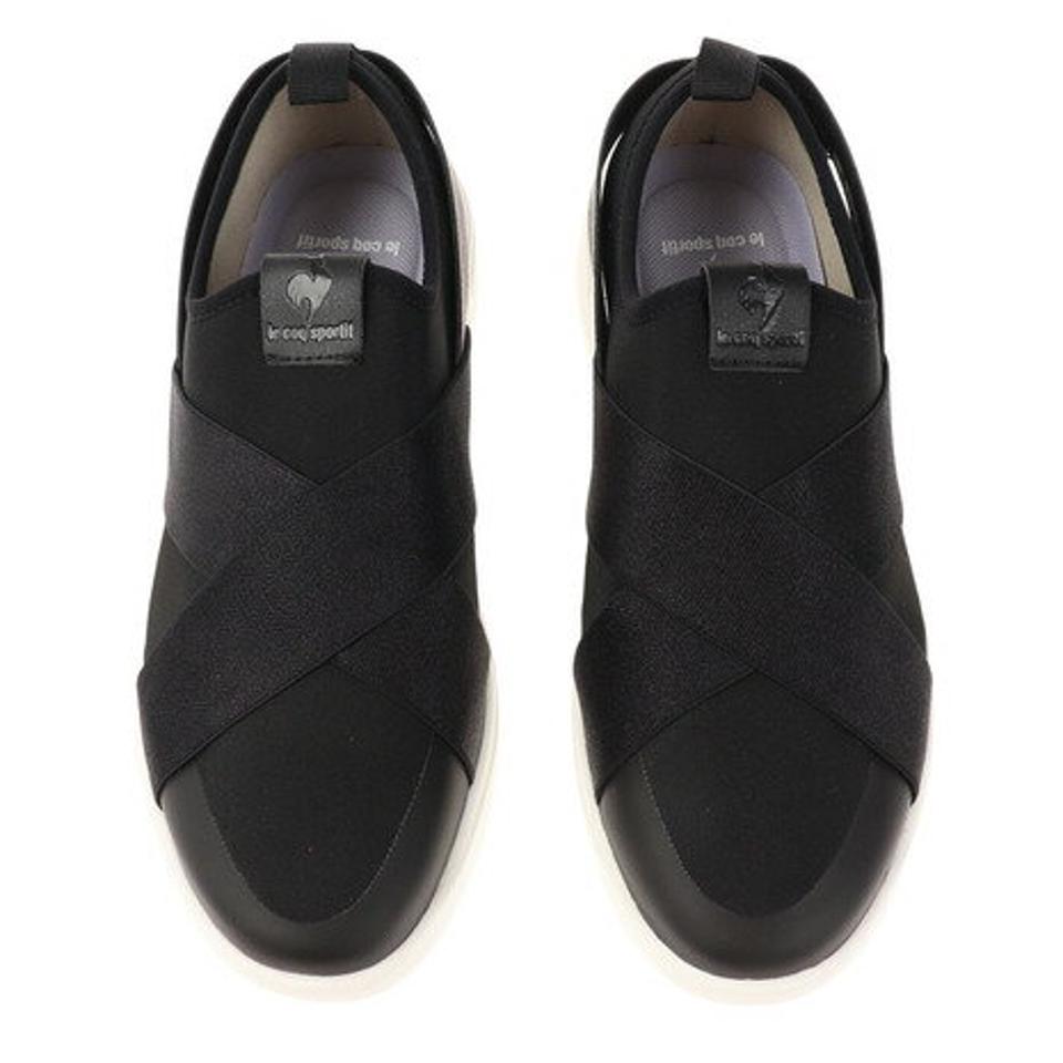 【6/5 24h限定 エントリー＆対象4店舗買い回りで最大P10倍！】ルコック スポルティフ（le coq sportif）（レディース）スニーカー ラ ローヌ DBSP ブラック QL3VJC06BK スポーツ シューズ ダブル ベルト スリッポン 軽量