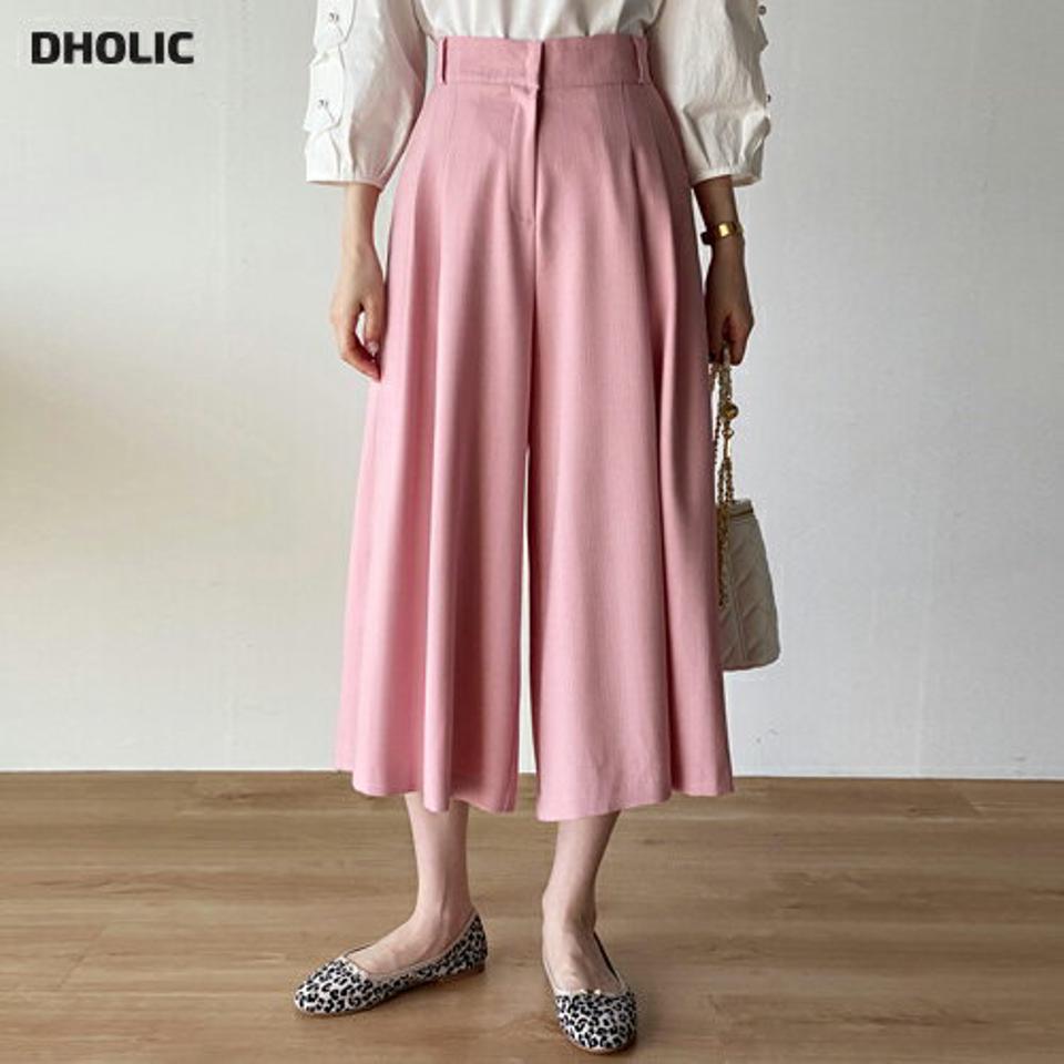 ツータックワイドフレアパンツ・b00539 レディース 【pt】 韓国ファッション ボトムス パンツ 9分丈 ハイウエスト ツータック ベルトループ ワイド フレア Aライン ゆったり レーヨン混 無地 パステル 大人 春 夏 カジュアル