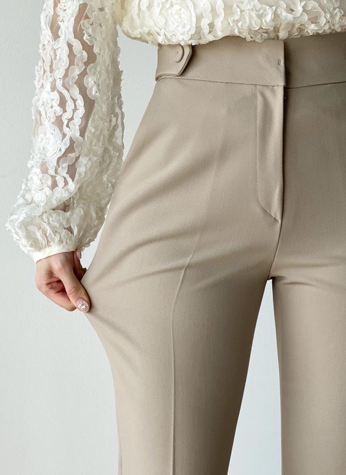 テンセル混サイドボタンフレアスラックス・b00541 レディース 【pt】 韓国ファッション ボトムス パンツ スラックス ロング丈 ハイウエスト テンセル混 サイドボタン フレア ブーツカット スリム 無地 オフィスカジュアル モード 春 カジュアル