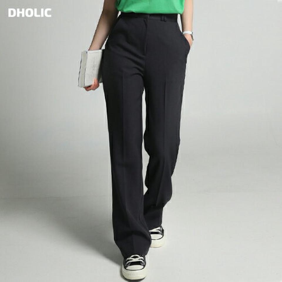 ダブルループスラックス・t00875 レディース 【pt】 韓国ファッション ボトムス パンツ スラックス ロング丈 ハイウエスト フルレングス ダブルループ ストレート スリムフィット 無地 シンプル ベーシック デイリー 春 カジュアル