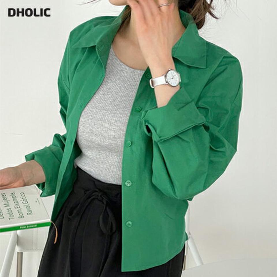 バックレースアップクロップドシャツ・t00852 レディース 【bl】 韓国ファッション トップス シャツ カラーネック 長袖 クロップド ショート丈 バックレースアップ リボン ルーズフィット ゆったり 無地 カラフル 大人カジュアル 春 カジュアル