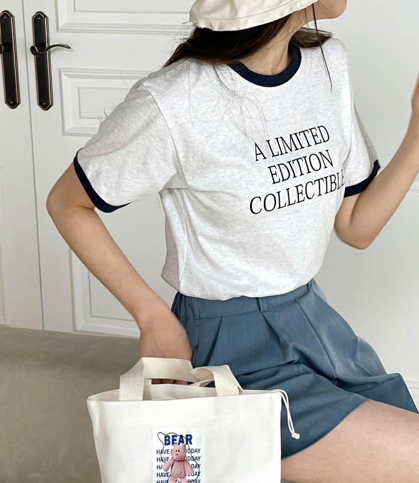 配色レタリング半袖Tシャツ・t00835 レディース 【tops】 韓国ファッション トップス Tシャツ ラウンドネック 半袖 配色 レタリング セミクロップド 英字 ナチュラルライン コットン 綿100 シンプル ベーシック デイリー 春 夏 カジュアル