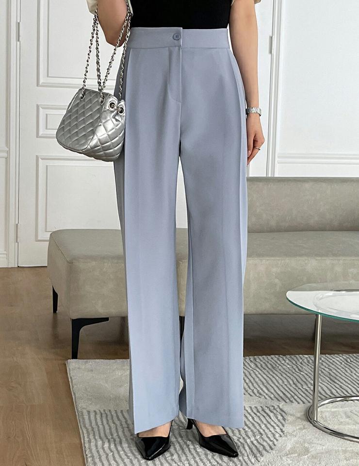 【マラソン特価】タックストレートスラックス・t00877 レディース 【pt】パンツ ロング丈 スラックス 単色 無地 シンプル ベーシック タック ストレート パステル ワイド オフィスカジュアル 春 夏 秋 冬 きれいめ 大人 カラーパンツ 韓国ファッション