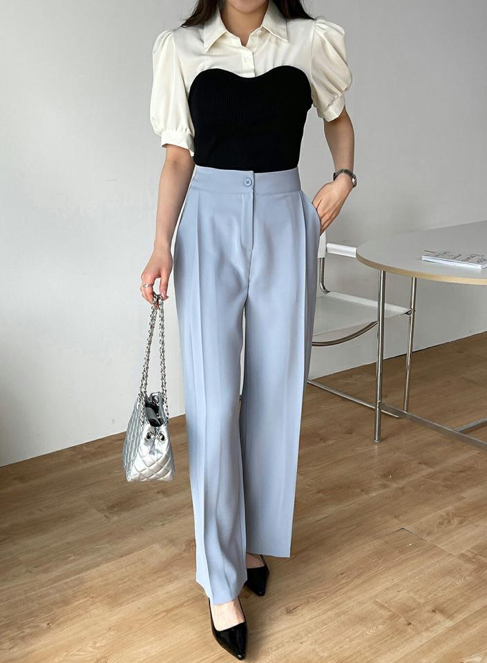 【マラソン特価】タックストレートスラックス・t00877 レディース 【pt】パンツ ロング丈 スラックス 単色 無地 シンプル ベーシック タック ストレート パステル ワイド オフィスカジュアル 春 夏 秋 冬 きれいめ 大人 カラーパンツ 韓国ファッション