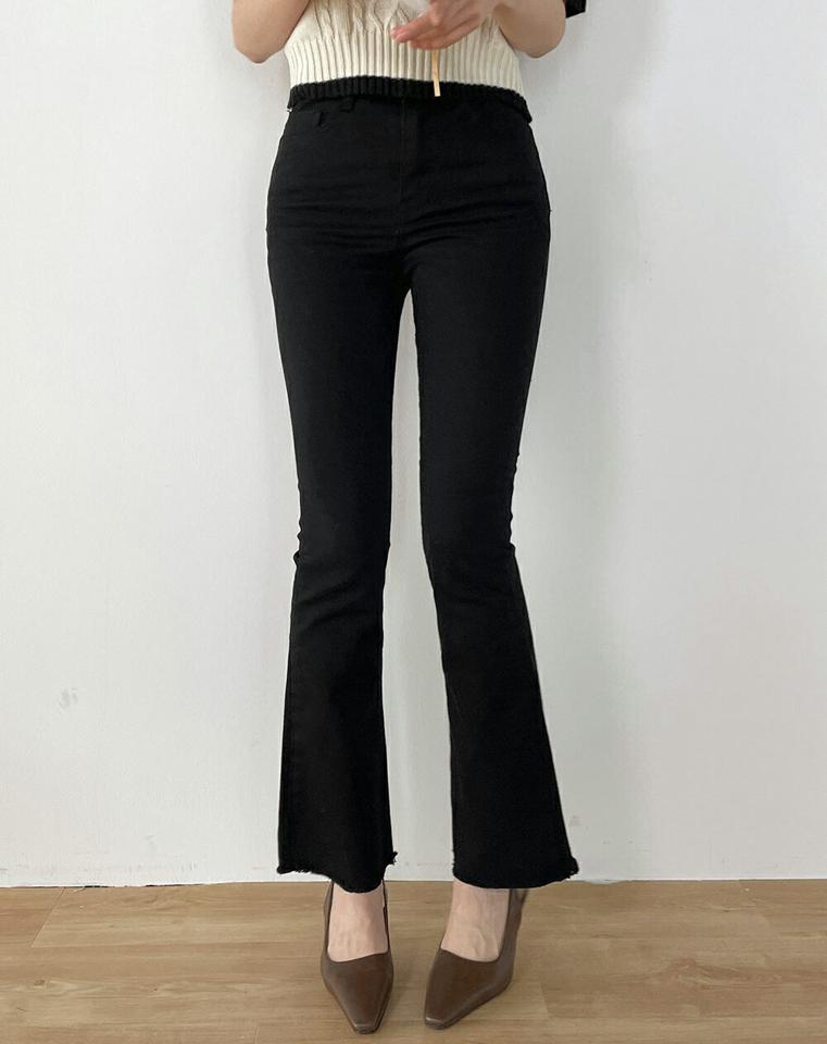 カットオフフレアパンツ・t00878 レディース 【pt】パンツ ロング丈 単色 無地 シンプル ベーシック カットオフ フレア スリム 細身 タイト 春 夏 秋 冬 かわいい 可愛い カジュアル フェミニン 韓国ファッション