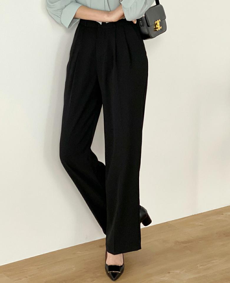 タックワイドスラックス・b00562 レディース 【pt】 韓国ファッション パンツ ボトムス タック ワイド ストレート フルレングス ハイウエスト センタープレス カラバリ 着回し シンプル カラーパンツ カジュアル