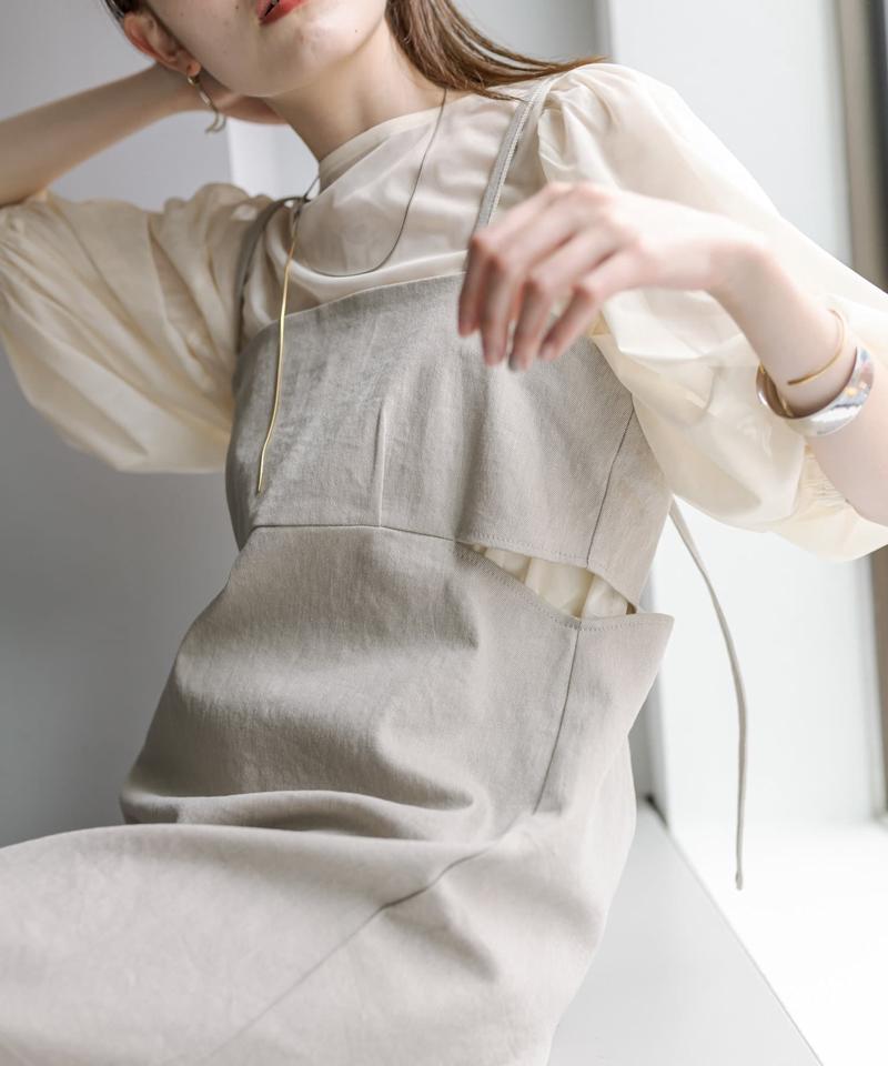 【サイズ展開あり】チュールブラウスキャミワンピースSET