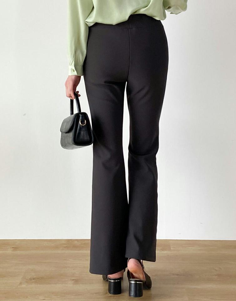 センタープレスフレアパンツ・t00612 レディース 【pt】 韓国ファッション ボトムス パンツ ロング丈 フルレングス ハイウエスト センタープレス フレアヘム ブーツカット スリムフィット 無地 オフィスカジュアル 大人 春 カジュアル