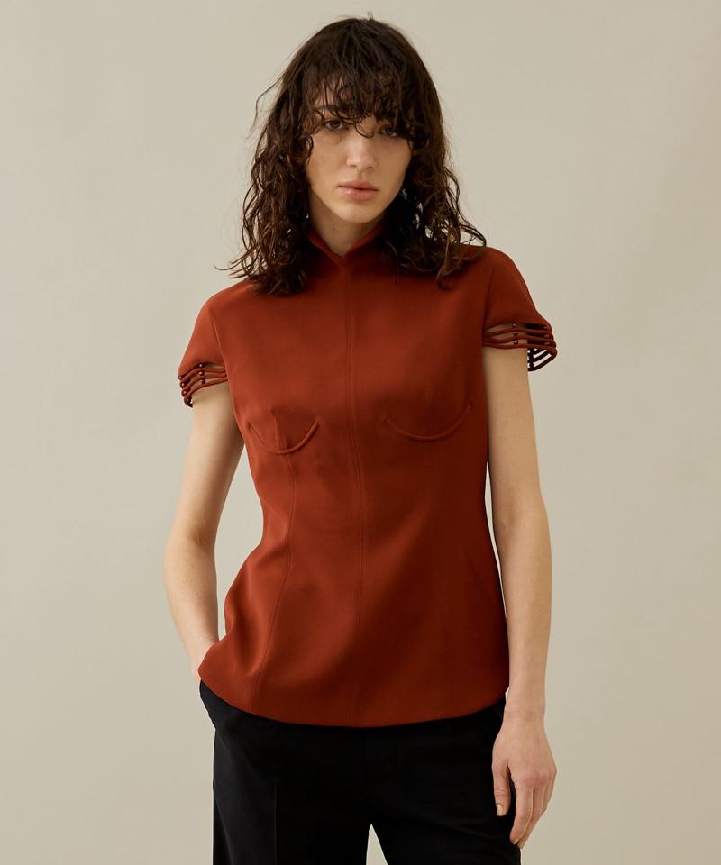 Mame Kurogouchi Stretched Triacetate Basket Patteren Top