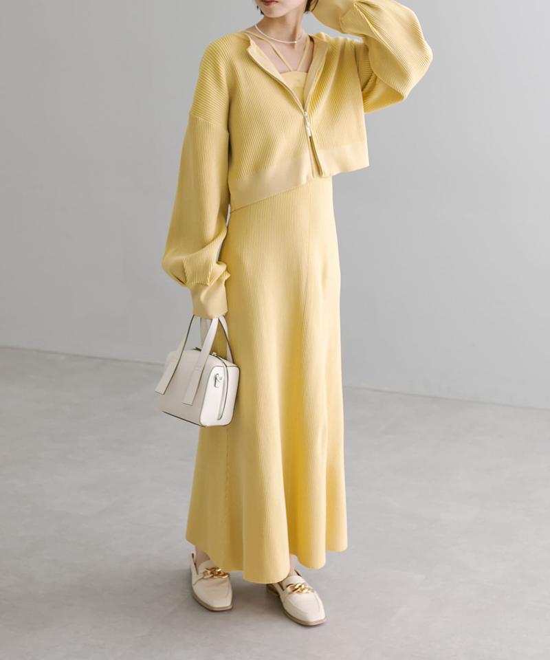 【mystic】配色リブベアワンピースセット