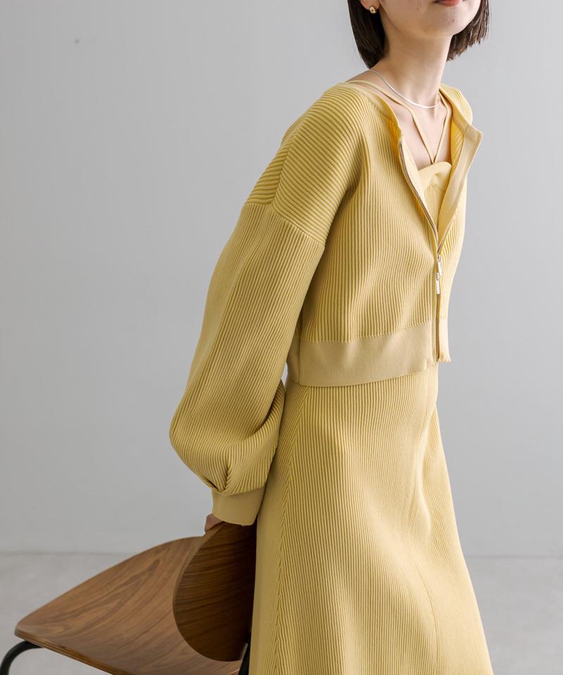 【mystic】配色リブベアワンピースセット