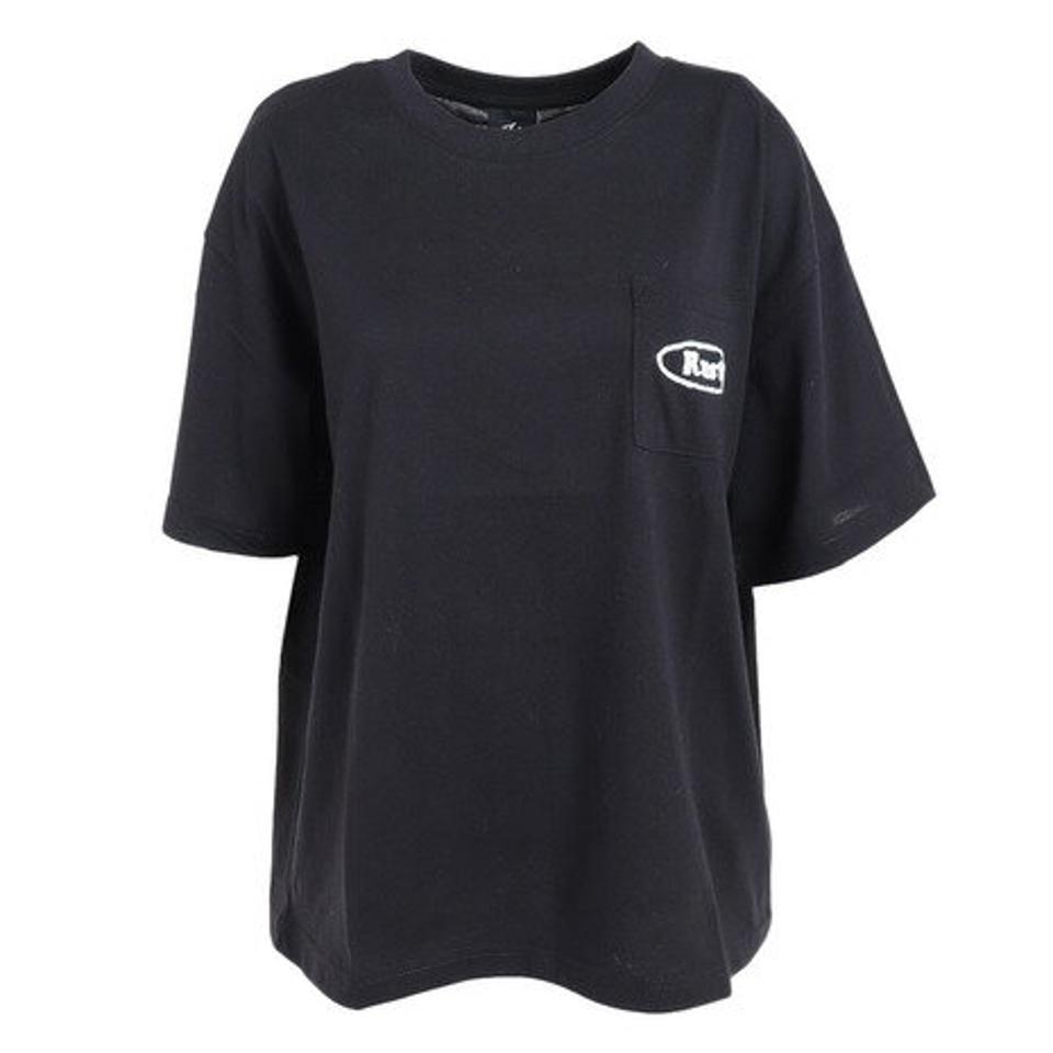 ラスティ(RUSTY)(レディース)半袖Tシャツ レディース 胸ポケット バックプリント スマイル 923501BLK