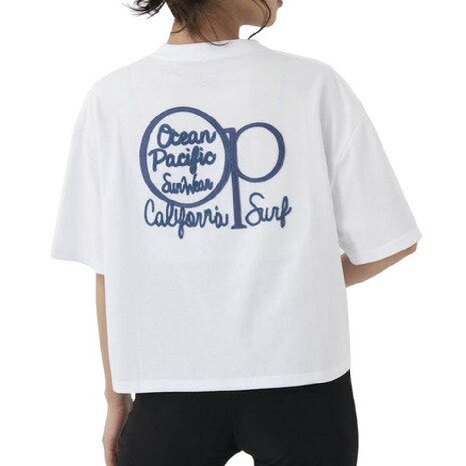 オーシャンパシフィック(Ocean Pacific)(レディース)半袖Tシャツ レディース チェーン刺繍×フェルト UVカット 523507WHT