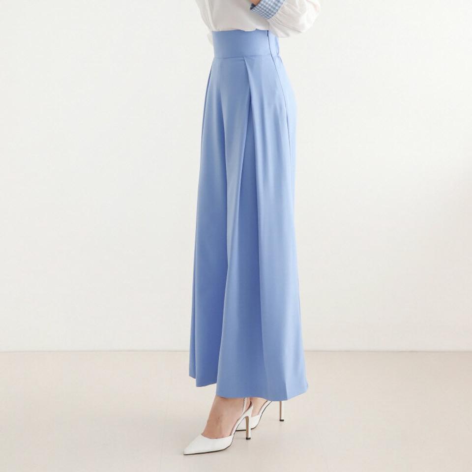 バックゴムディープタックパンツ・p004075 レディース 【pt】パンツ ロング丈 単色 無地 シンプル ベーシック バックゴム ウエストゴム タック フレア Aライン ワイド 春 夏 カラーパンツ 体系カバー 韓国ファッション MKT