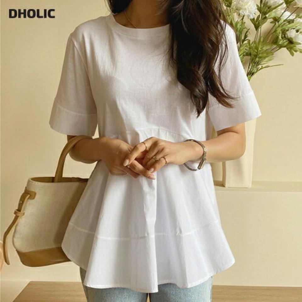 【4DAY限定SALE】ペプラムスリット半袖Tシャツ・p004079 レディース 【tops】トップス 半袖 Tシャツ 単色 無地 シンプル ベーシック ペプラム スリット フレア 春 夏 Aライン 体系カバー カジュアル ラフ かわいい 可愛い キュート 韓国ファッション MKT