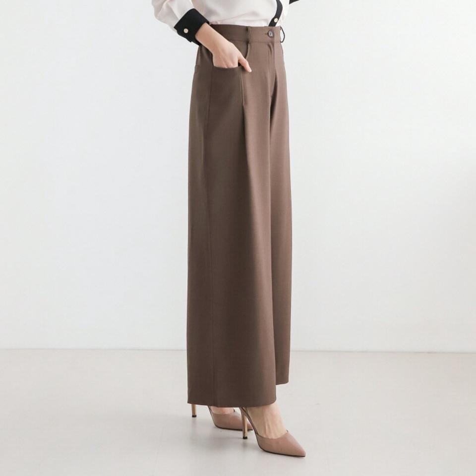 【マラソン特価】バックゴムタックワイドスラックス・p004076 レディース 【pt】スラックス パンツ ロング丈 単色 無地 シンプル ベーシック ワイド タック パステル 春 夏 秋 体系カバー オフィスカジュアル 韓国ファッション MKT