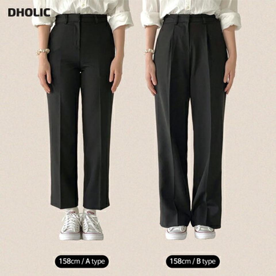 2TYPEスラックス・t00594 レディース 【pt】 韓国ファッション ボトムス パンツ スラックス ロング丈 9分丈 フルレングス 2TYPE ハイウエスト ストレート 着丈選択可能 伸縮 無地 シンプル ベーシック デイリー 春 夏 カジュアル