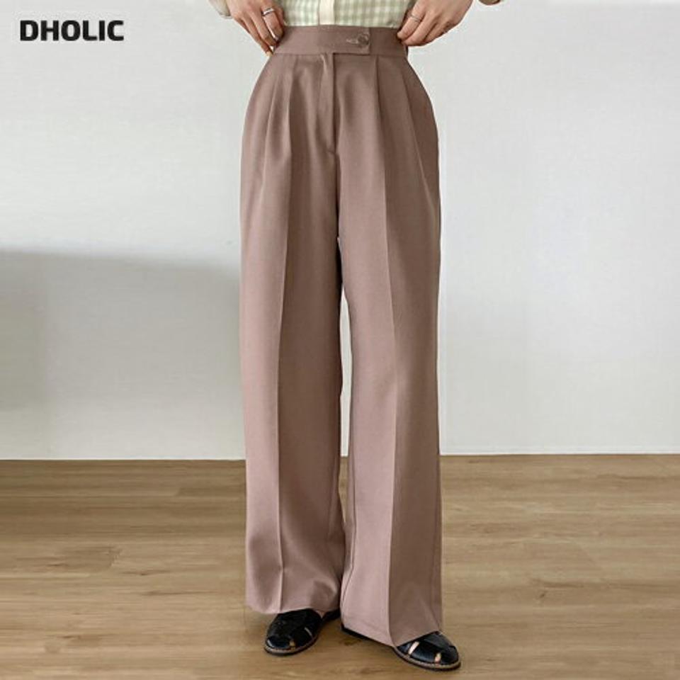 ツータックイージーワイドスラックス・t00595 レディース 【pt】 韓国ファッション ボトムス パンツ スラックス ロング丈 ハイウエスト ツータック イージー バックウエストゴム ワイド ストレート 無地 オフィスカジュアル 大人 春 カジュアル