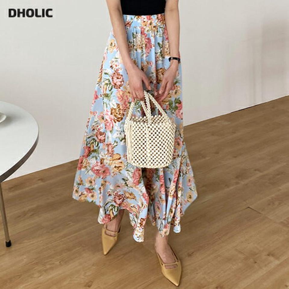 花柄イージーフレアパンツ・b00381 レディース 【pt】 韓国ファッション ボトムス パンツ ロング丈 ハイウエスト イージー ウエストゴム 花柄 フラワー カラフル フレア ワイド 大人カジュアル お出かけ デイリー 春 夏 カジュアル