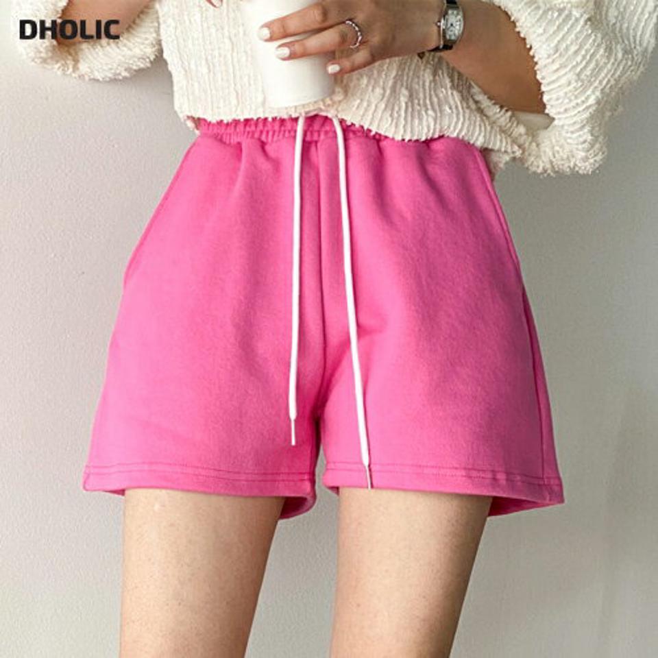 ドロストスウェットショートパンツ・t72064 レディース 【pt】 韓国ファッション ボトムス パンツ ショート ハーフ ハイウエスト ドロスト ストリング スウェットパンツ ワイド コットン 綿100 無地 カラフル シンプル デイリー 春 夏 カジュアル