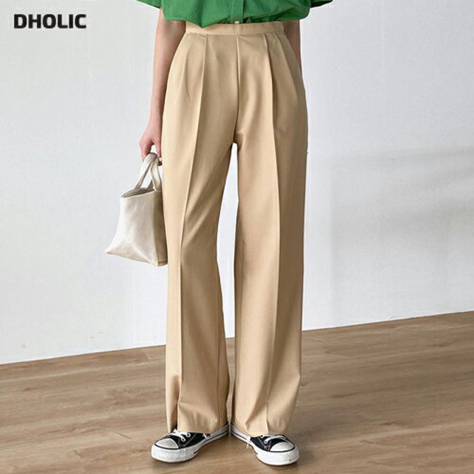 サイドジップタックスラックス・t72063 レディース 【pt】 韓国ファッション ボトムス パンツ スラックス ロング丈 フルレングス ハイウエスト タック サイドジップアップ ワイド ストレート 無地 シンプル ベーシック デイリー 春 カジュアル