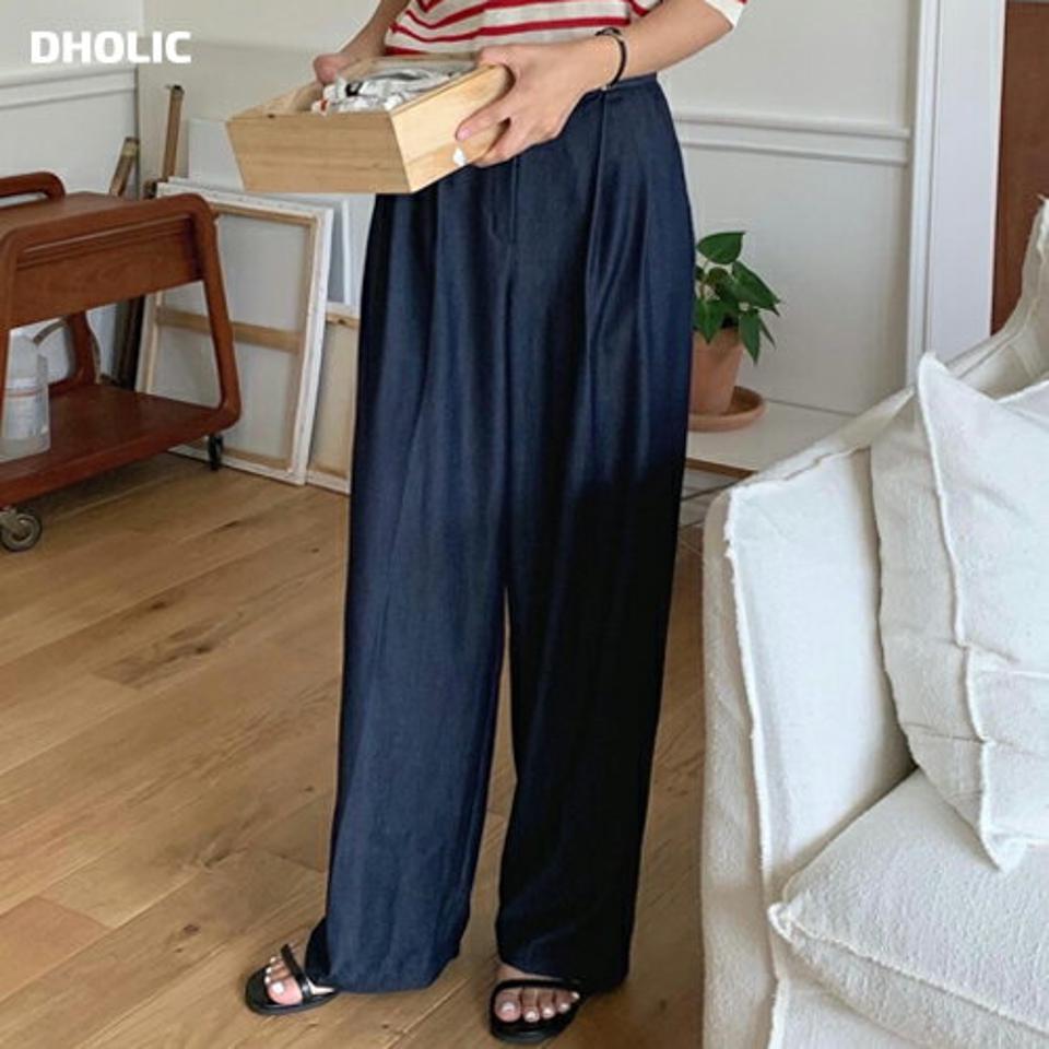 ツータックホックワイドデニムパンツ・p003942 レディース 【pt】パンツ ロング丈 単色 無地 シンプル ベーシック カジュアル ラフ ワイド ハイウエスト タック フルレングス 春 夏 秋 冬 カジュアル ラフ 体系カバー 韓国ファッション MKT