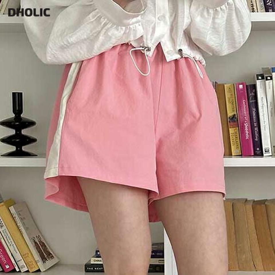 配色イージーショートパンツ・p003908 レディース 【pt】パンツ ショー丈 ショートパンツ 柄 模様 短パン 配色 イージー 楽ちん 綿 コットン ウエストゴム カジュアル ラフ 春 夏 運動 スポーツ 韓国ファッション MKT