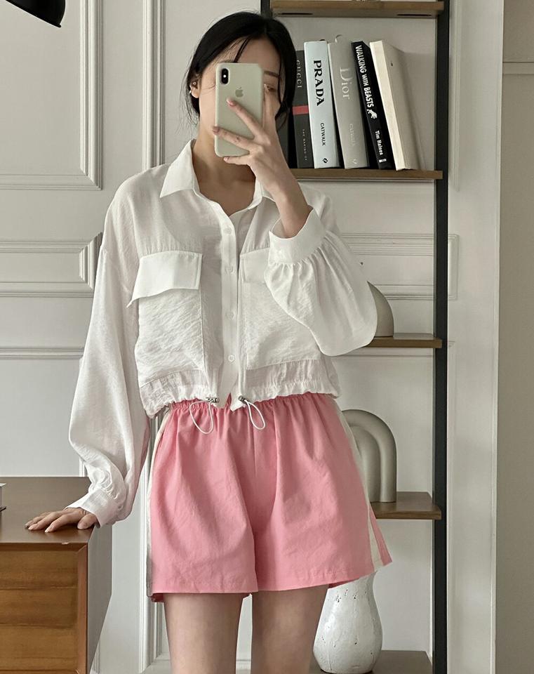 配色イージーショートパンツ・p003908 レディース 【pt】パンツ ショー丈 ショートパンツ 柄 模様 短パン 配色 イージー 楽ちん 綿 コットン ウエストゴム カジュアル ラフ 春 夏 運動 スポーツ 韓国ファッション MKT